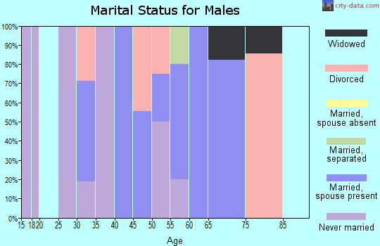Zip code 43010 marital status for males
