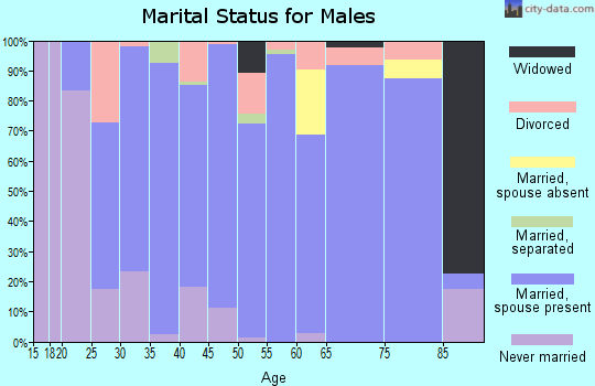 Zip code 43011 marital status for males