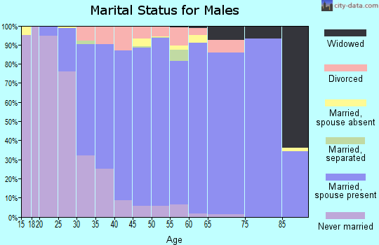 Zip code 43017 marital status for males