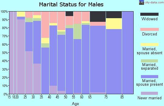 Zip code 43044 marital status for males
