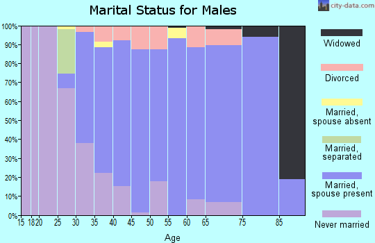 Zip code 43061 marital status for males