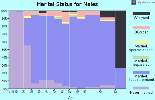 Zip code 43082 marital status for males