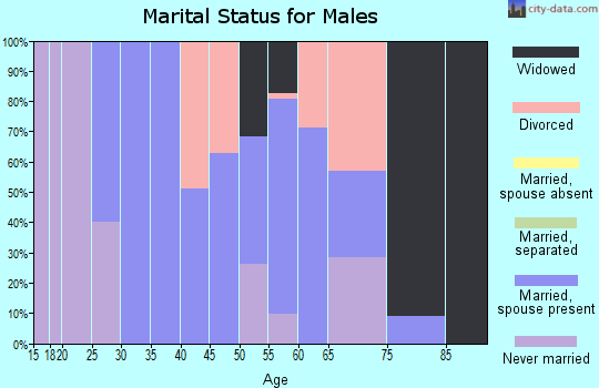 Zip code 43084 marital status for males