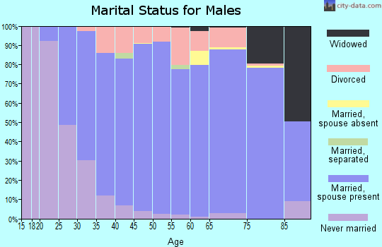 Zip code 43147 marital status for males