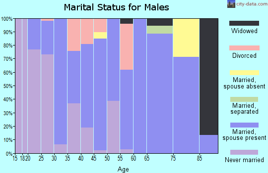 Zip code 43148 marital status for males
