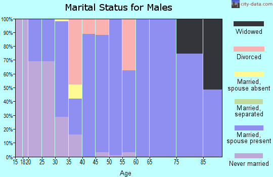 Zip code 43150 marital status for males