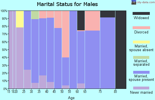 Zip code 43154 marital status for males