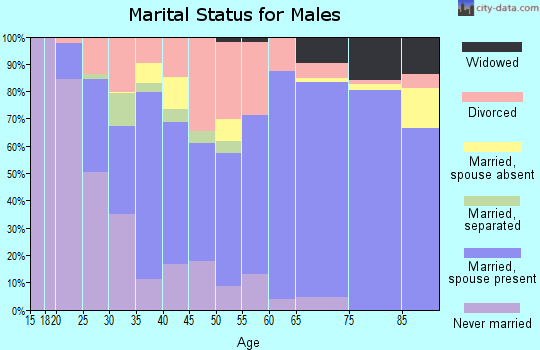 Zip code 43311 marital status for males
