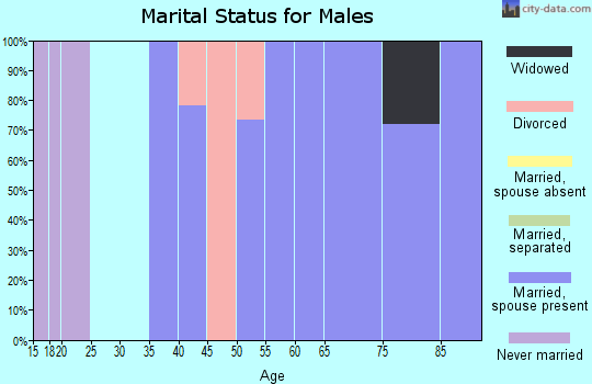 Zip code 43445 marital status for males