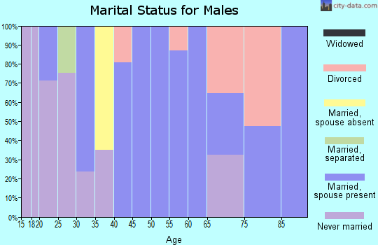 Zip code 43464 marital status for males