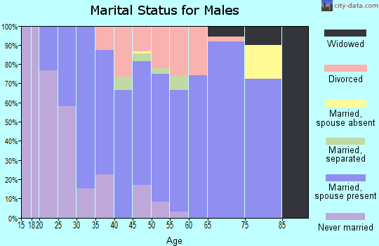 Zip code 43570 marital status for males