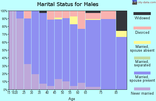 Zip code 43571 marital status for males