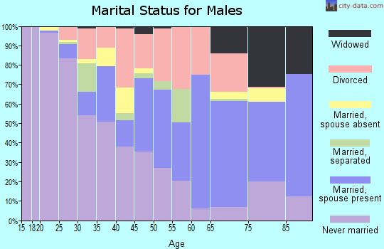 Zip code 43608 marital status for males