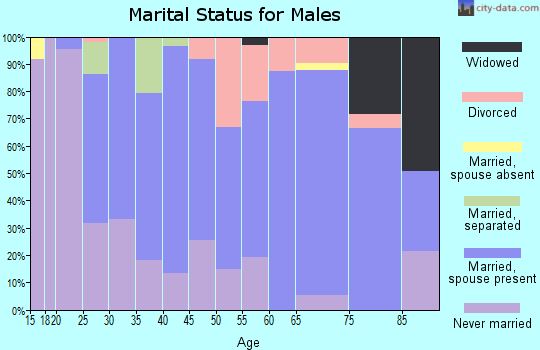 Zip code 43764 marital status for males