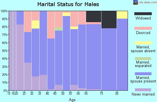 Zip code 43821 marital status for males