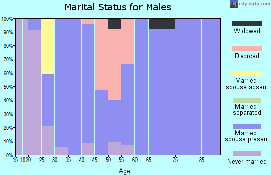 Zip code 43840 marital status for males