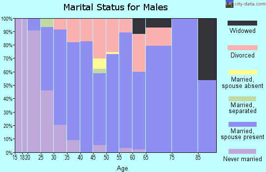 Zip code 43844 marital status for males