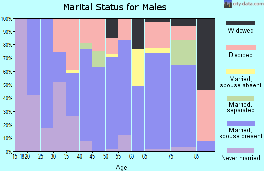 Zip code 43973 marital status for males