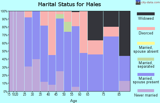Zip code 43977 marital status for males