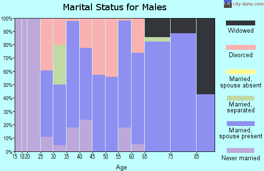 Zip code 43986 marital status for males