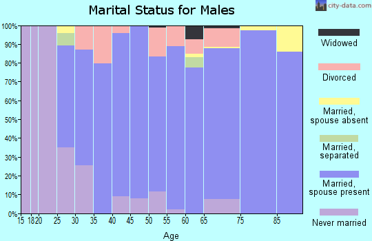 Zip code 44023 marital status for males