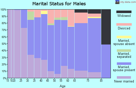 Zip code 44074 marital status for males