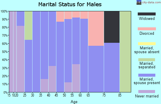 Zip code 44235 marital status for males
