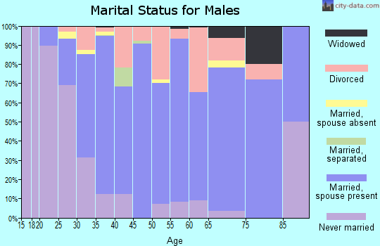 Zip code 44287 marital status for males