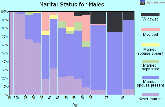 Zip code 44405 marital status for males