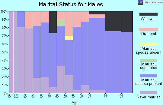 Zip code 44428 marital status for males