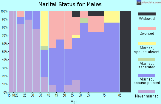 Zip code 44490 marital status for males