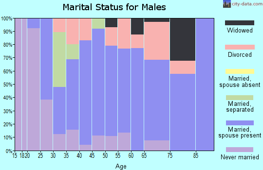 Zip code 44609 marital status for males