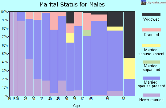 Zip code 44612 marital status for males