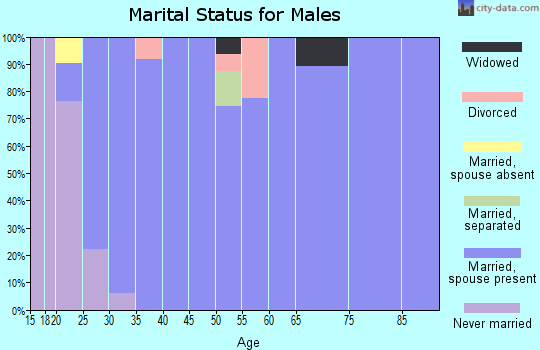 Zip code 44624 marital status for males