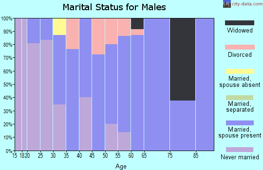Zip code 44815 marital status for males
