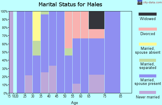 Zip code 44874 marital status for males