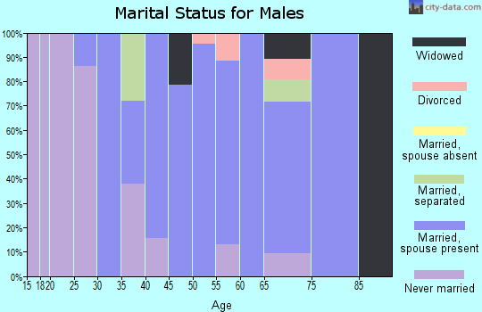 Zip code 44880 marital status for males