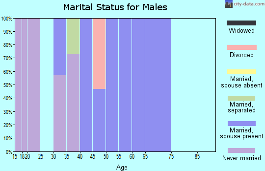 Zip code 45034 marital status for males