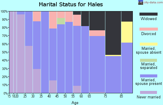 Zip code 45050 marital status for males