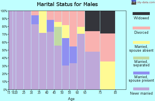 Zip code 45203 marital status for males