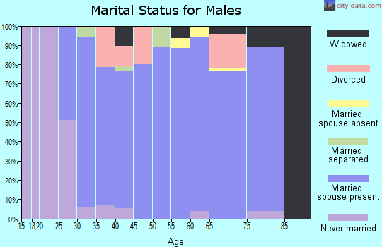 Zip code 45814 marital status for males
