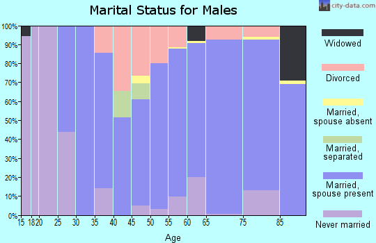 Zip code 45817 marital status for males