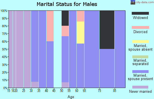 Zip code 45820 marital status for males