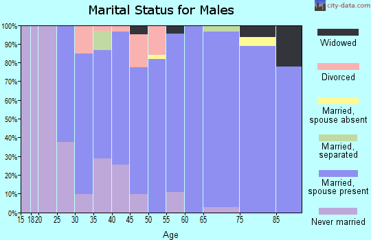 Zip code 45845 marital status for males