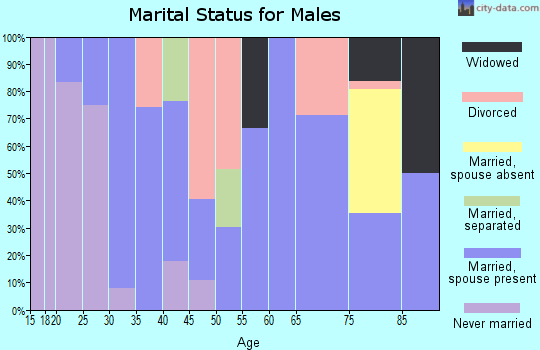 Zip code 45867 marital status for males