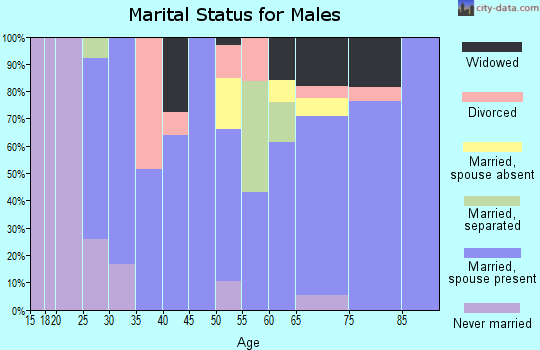 Zip code 45873 marital status for males