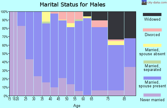 Zip code 45875 marital status for males
