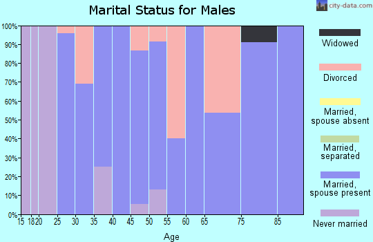 Zip code 45876 marital status for males