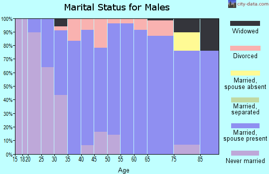 Zip code 45877 marital status for males