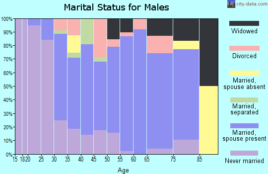 Zip code 45880 marital status for males